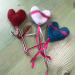 hand-knit jingle hearts kitty pebbles cat toys